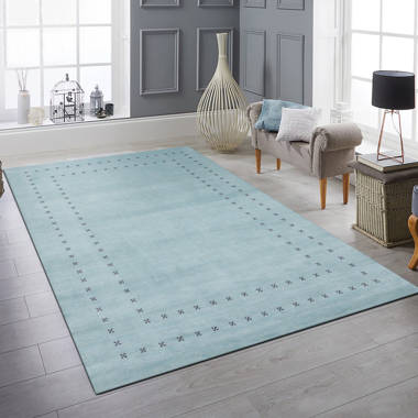 Bloomsbury Market Dreher Handmade Hand Knotted Wool Aqua Rug